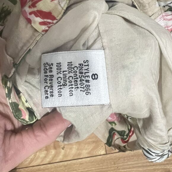 Cabi Skirt Womens 8 Beige Floral Pleated Full Lined Garden Party Spring Summer - Picture 7 of 7